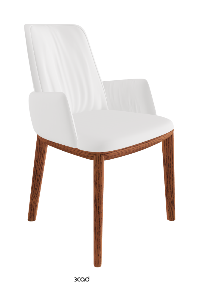 Belinda Dining Armchair_Canaletto Walnut Stained Ashwood_Synthetic Leather_Bianco