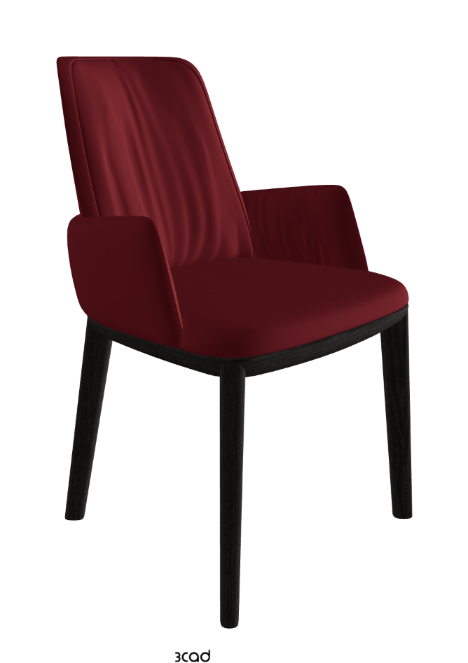 Belinda Dining Armchair_Open Pore Matt Black Ashwood_Synthetic Leather_Rosso Corsa