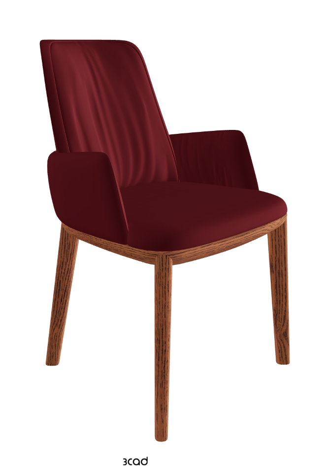 Belinda Dining Armchair_Canaletto Walnut Stained Ashwood_Synthetic Leather_Rosso Corsa