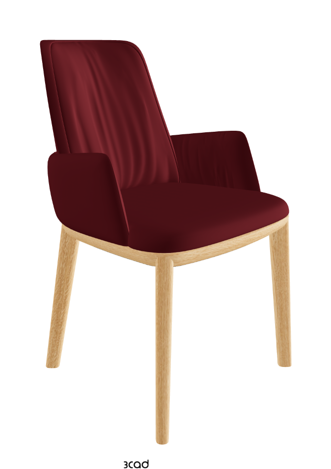 Belinda Dining Armchair_Natural Ashwood_Synthetic Leather_Rosso Corsa