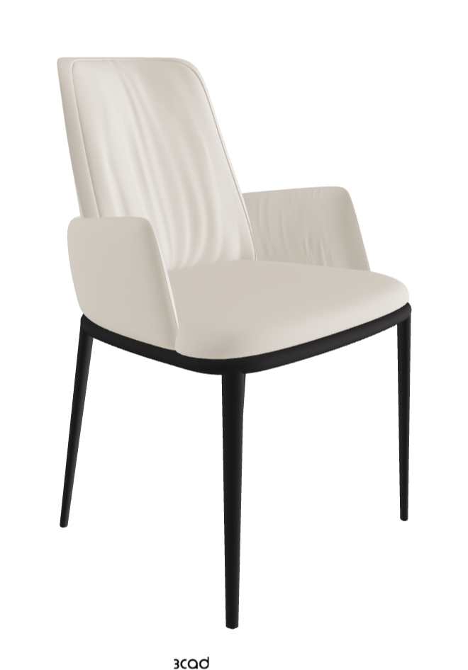 Belinda ML Dining Armchair_Black Embossed_Glove Soft Leather_Ecru