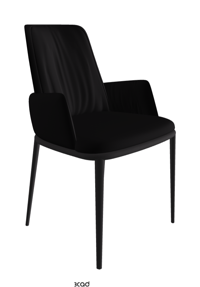 Belinda ML Dining Armchair_Black Embossed_Synthetic Leather_Nero