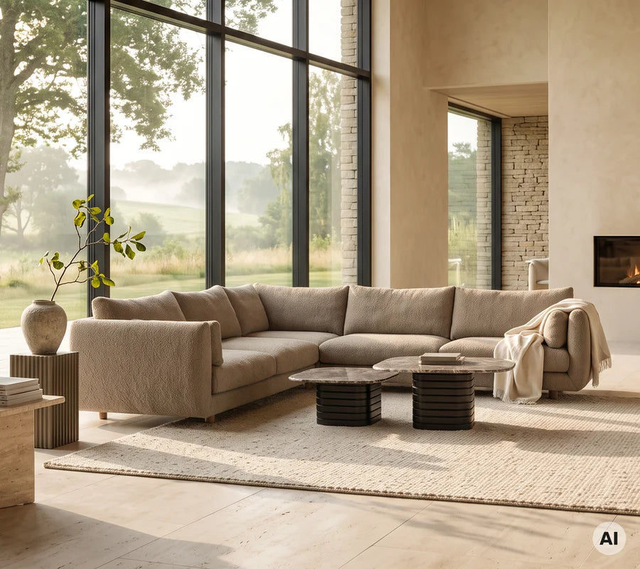 Cane-line Bloom corner sofa module with teak legs