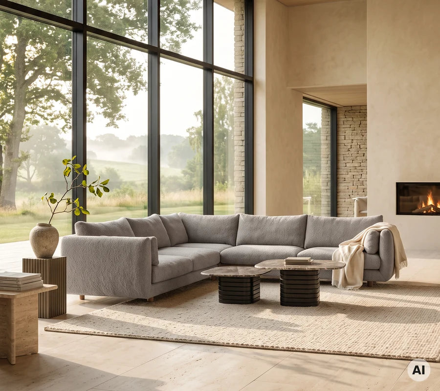 Cane-line Bloom corner sofa module with teak legs
