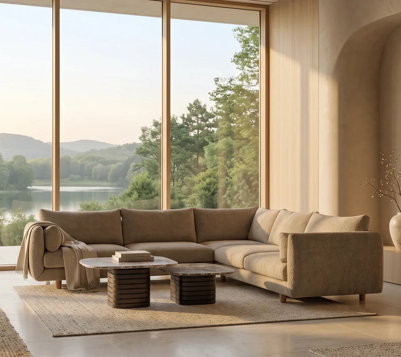 Cane-line Bloom corner sofa module with teak legs