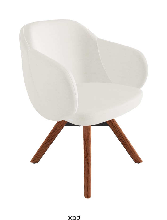 Bombe Swivel Dining Armchair_Black Embossed_Canaletto Walnut Stained Ashwood_Fabric_B240