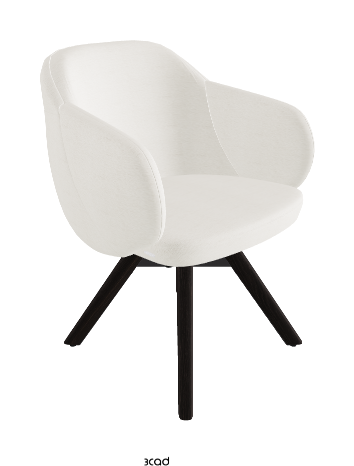 Bombe Swivel Dining Armchair_Black Embossed_Burned Oak Stained Ashwood_Fabric_B240