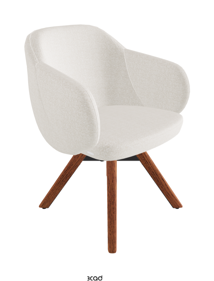 Bombe Swivel Dining Armchair_Black Embossed_Canaletto Walnut Stained Ashwood_Fabric_B241