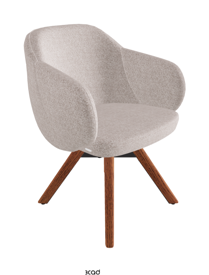 Bombe Swivel Dining Armchair_Black Embossed_Canaletto Walnut Stained Ashwood_Fabric_B242