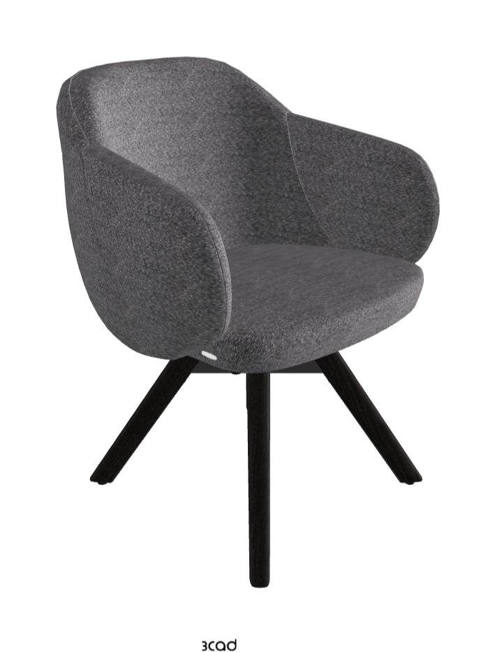 Bombe Swivel Dining Armchair_Black Embossed_Open Pore Matt Black Ashwood_Fabric_B244