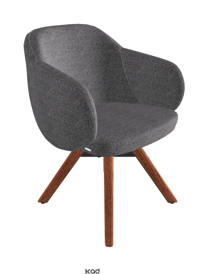 Bombe Swivel Dining Armchair_Black Embossed_Canaletto Walnut Stained Ashwood_Fabric_B244