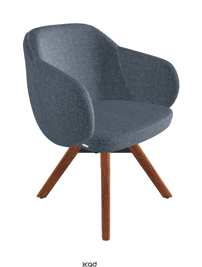 Bombe Swivel Dining Armchair_Black Embossed_Canaletto Walnut Stained Ashwood_Fabric_B245