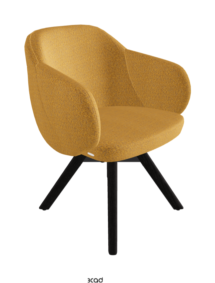 Bombe Swivel Dining Armchair_Black Embossed_Open Pore Matt Black Ashwood_Fabric_B247