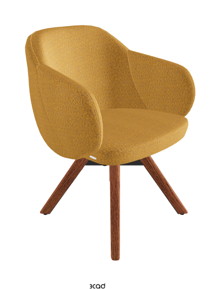Bombe Swivel Dining Armchair_Black Embossed_Canaletto Walnut Stained Ashwood_Fabric_B247