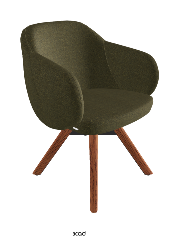 Bombe Swivel Dining Armchair_Black Embossed_Canaletto Walnut Stained Ashwood_Fabric_B249