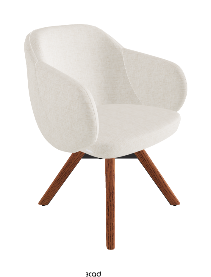 Bombe Swivel Dining Armchair_Black Embossed_Canaletto Walnut Stained Ashwood_Fabric_B610