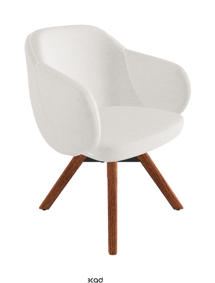 Bombe Swivel Dining Armchair_Black Embossed_Canaletto Walnut Stained Ashwood_Fabric_B730