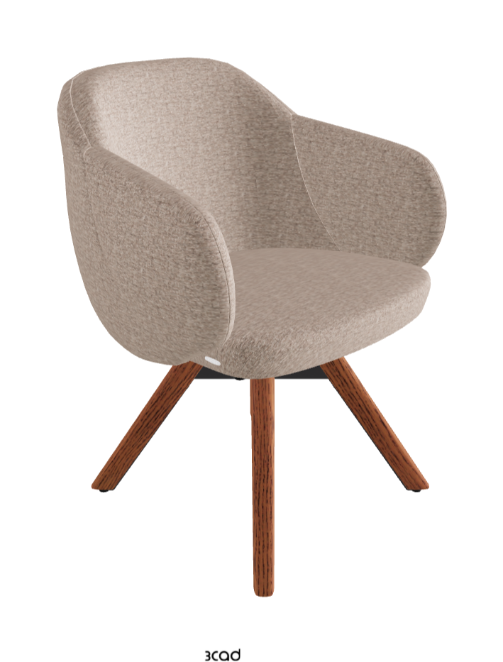 Bombe Swivel Dining Armchair_Black Embossed_Canaletto Walnut Stained Ashwood_Fabric_B731