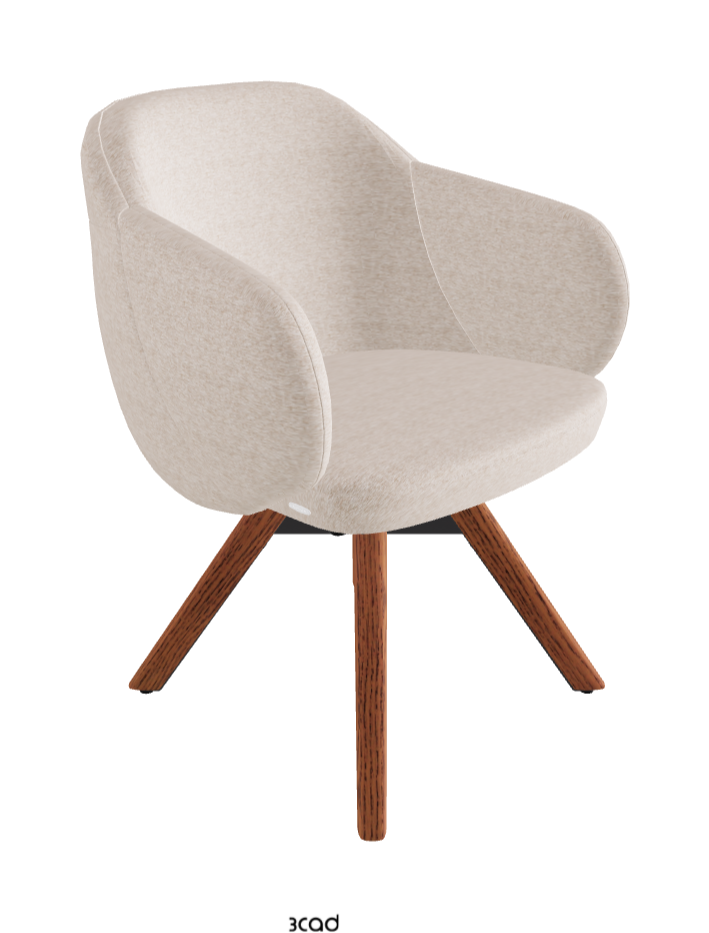Bombe Swivel Dining Armchair_Black Embossed_Canaletto Walnut Stained Ashwood_Fabric_B732