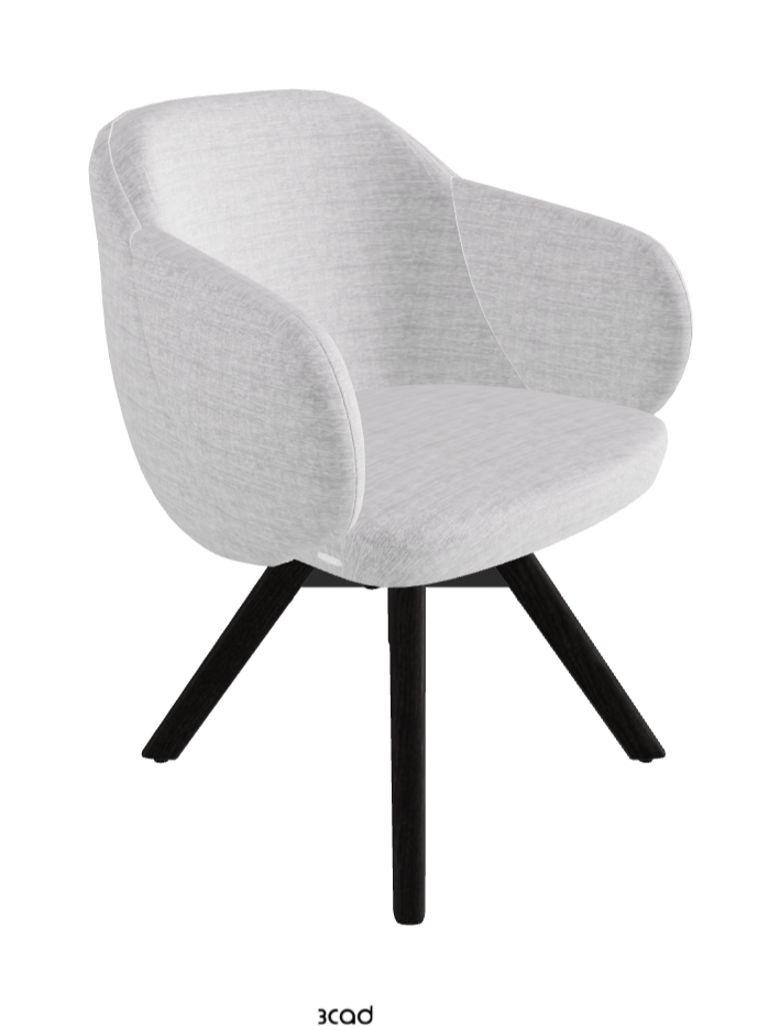 Bombe Swivel Dining Armchair_Black Embossed_Open Pore Matt Black Ashwood_Fabric_B810