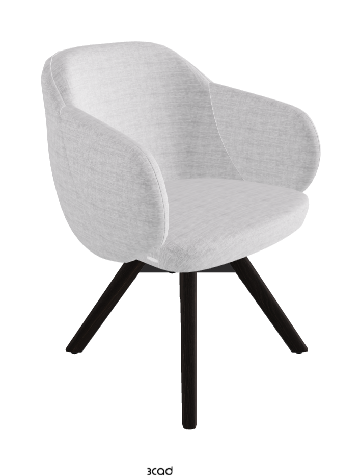 Bombe Swivel Dining Armchair_Black Embossed_Burned Oak Stained Ashwood_Fabric_B810