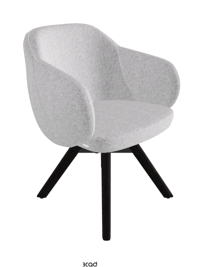 Bombe Swivel Dining Armchair_Black Embossed_Open Pore Matt Black Ashwood_Fabric_B811
