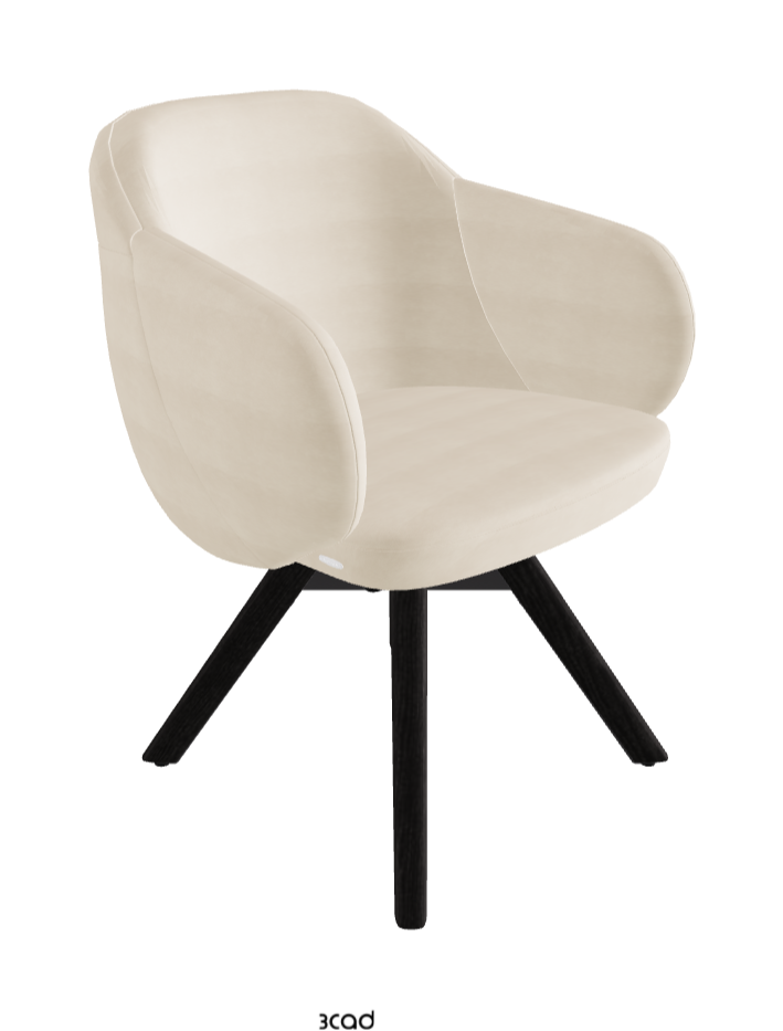 Bombe Swivel Dining Armchair_Black Embossed_Open Pore Matt Black Ashwood_Fabric_B922