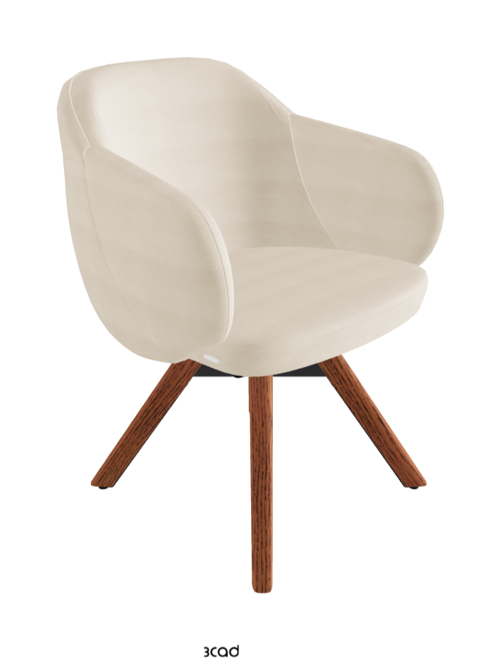 Bombe Swivel Dining Armchair_Black Embossed_Canaletto Walnut Stained Ashwood_Fabric_B922