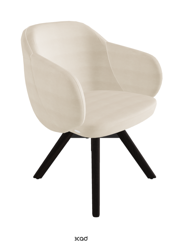 Bombe Swivel Dining Armchair_Black Embossed_Burned Oak Stained Ashwood_Fabric_B922