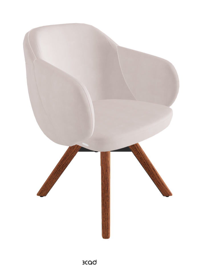 Bombe Swivel Dining Armchair_Black Embossed_Canaletto Walnut Stained Ashwood_Fabric_B923
