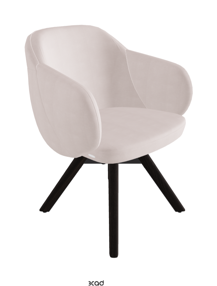 Bombe Swivel Dining Armchair_Black Embossed_Burned Oak Stained Ashwood_Fabric_B923