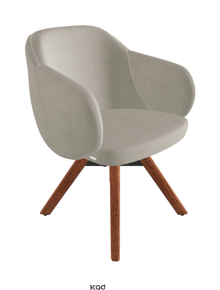 Bombe Swivel Dining Armchair_Black Embossed_Canaletto Walnut Stained Ashwood_Fabric_B924
