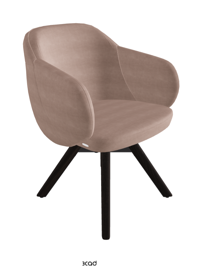 Bombe Swivel Dining Armchair_Black Embossed_Burned Oak Stained Ashwood_Fabric_B925