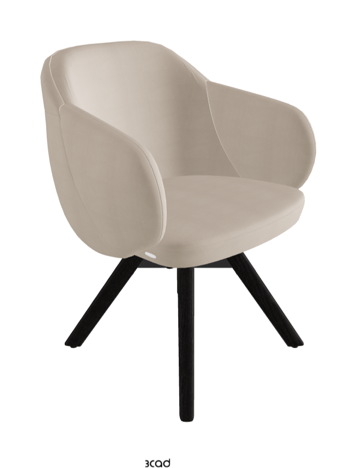 Bombe Swivel Dining Armchair_Black Embossed_Open Pore Matt Black Ashwood_Fabric_B926