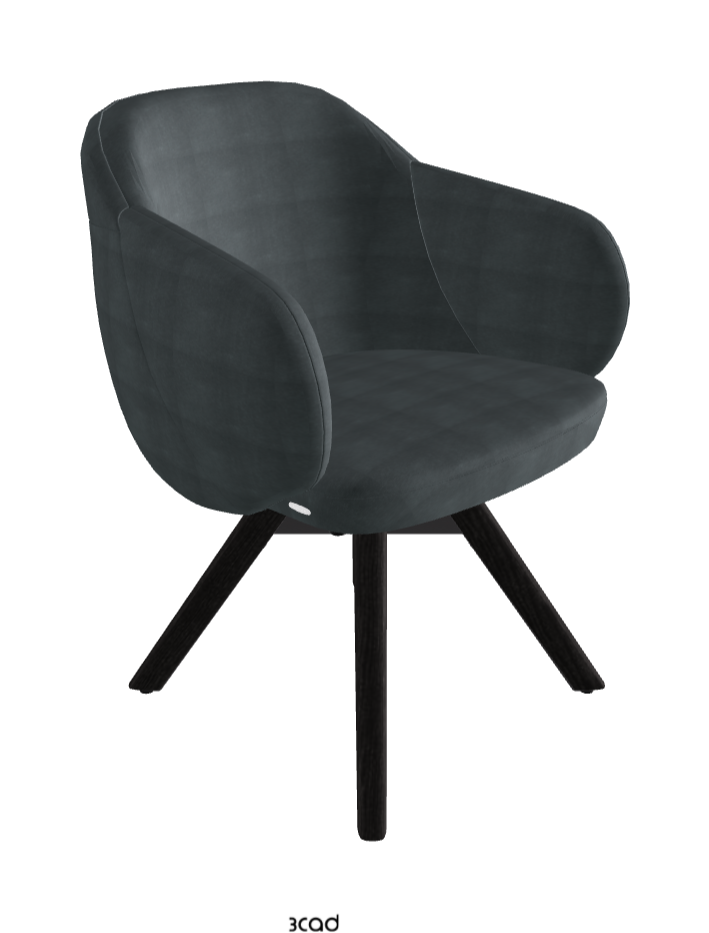 Bombe Swivel Dining Armchair_Black Embossed_Open Pore Matt Black Ashwood_Fabric_B927