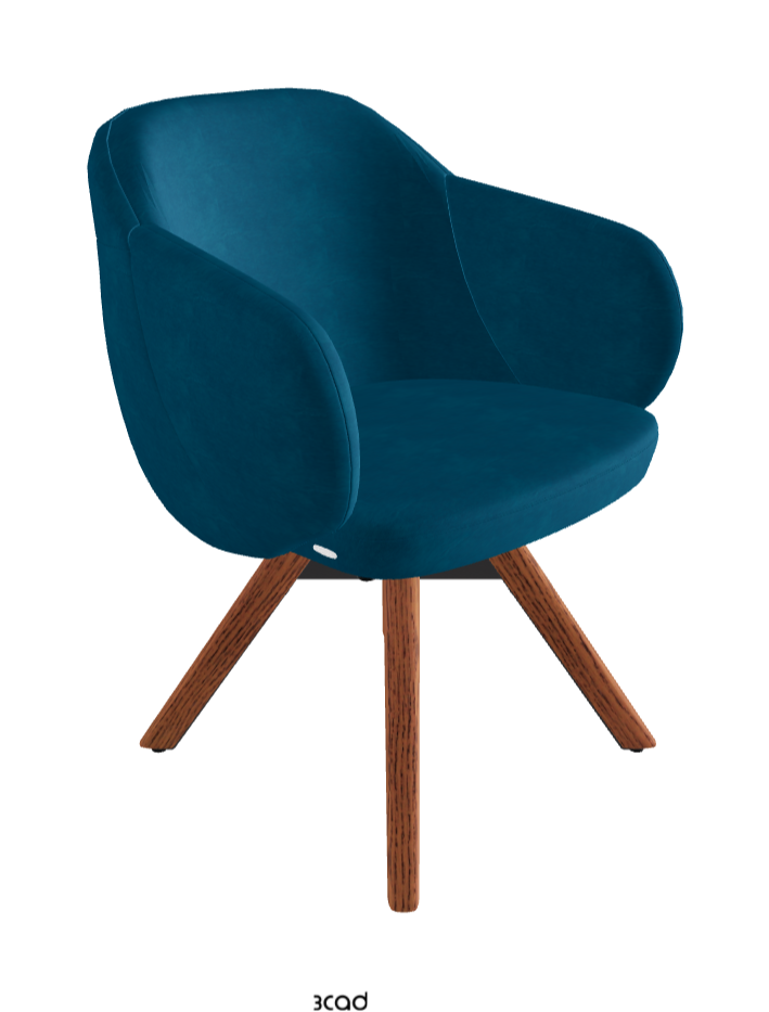 Bombe Swivel Dining Armchair_Black Embossed_Canaletto Walnut Stained Ashwood_Fabric_B928