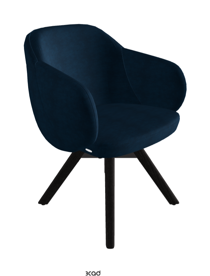 Bombe Swivel Dining Armchair_Black Embossed_Open Pore Matt Black Ashwood_Fabric_B929