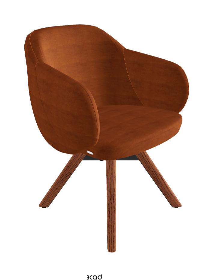 Bombe Swivel Dining Armchair_Black Embossed_Canaletto Walnut Stained Ashwood_Fabric_B930