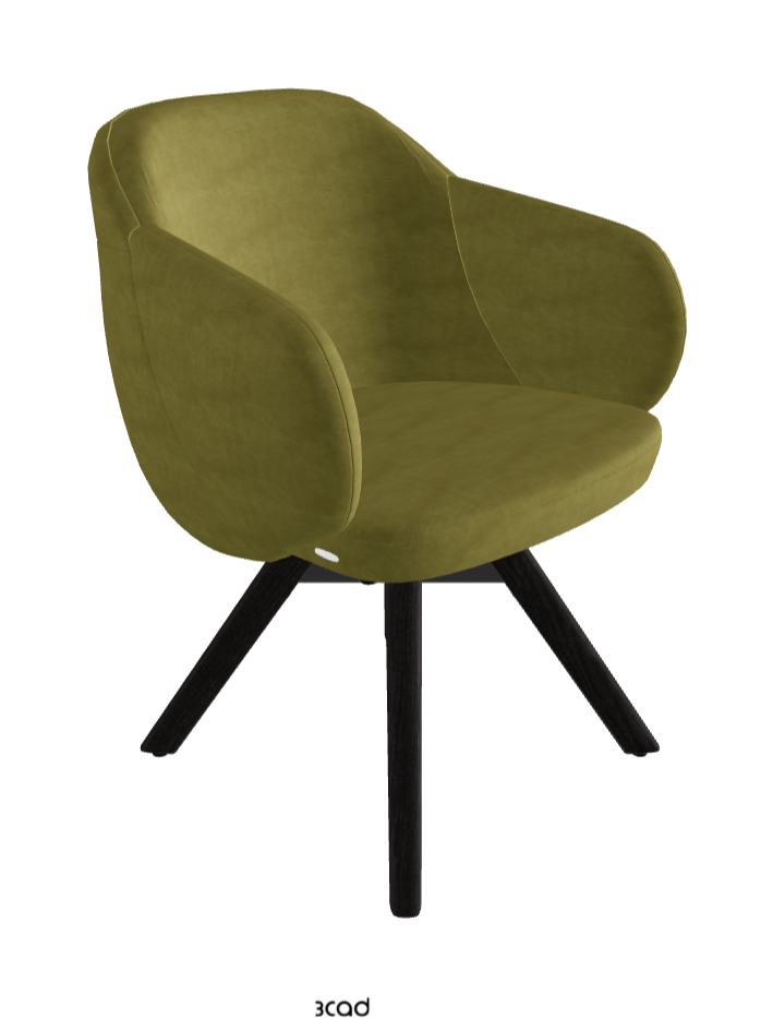 Bombe Swivel Dining Armchair_Black Embossed_Open Pore Matt Black Ashwood_Fabric_B931