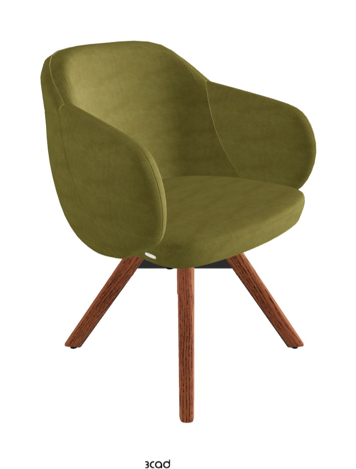 Bombe Swivel Dining Armchair_Black Embossed_Canaletto Walnut Stained Ashwood_Fabric_B931