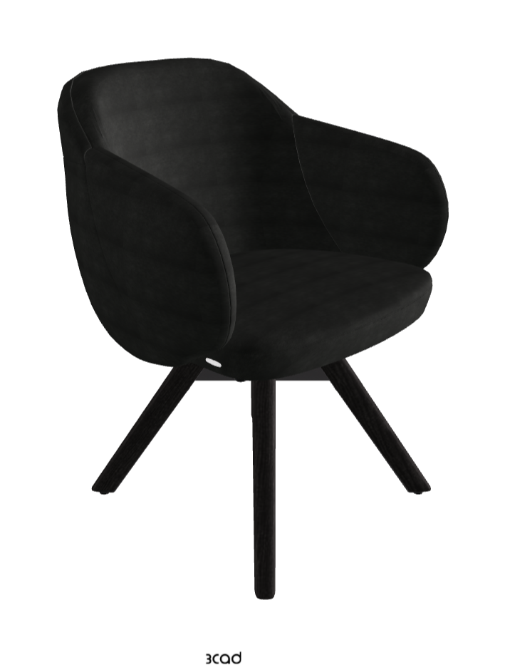 Bombe Swivel Dining Armchair_Black Embossed_Open Pore Matt Black Ashwood_Fabric_B932