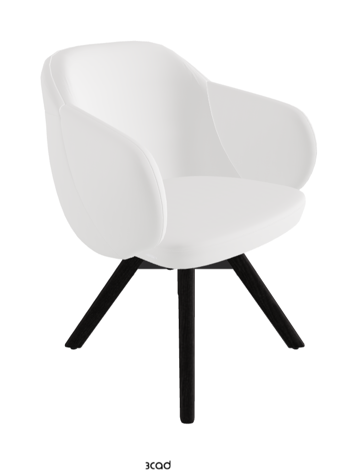 Bombe Swivel Dining Armchair_Black Embossed_Open Pore Matt Black Ashwood_Synthetic Leather_Bianco