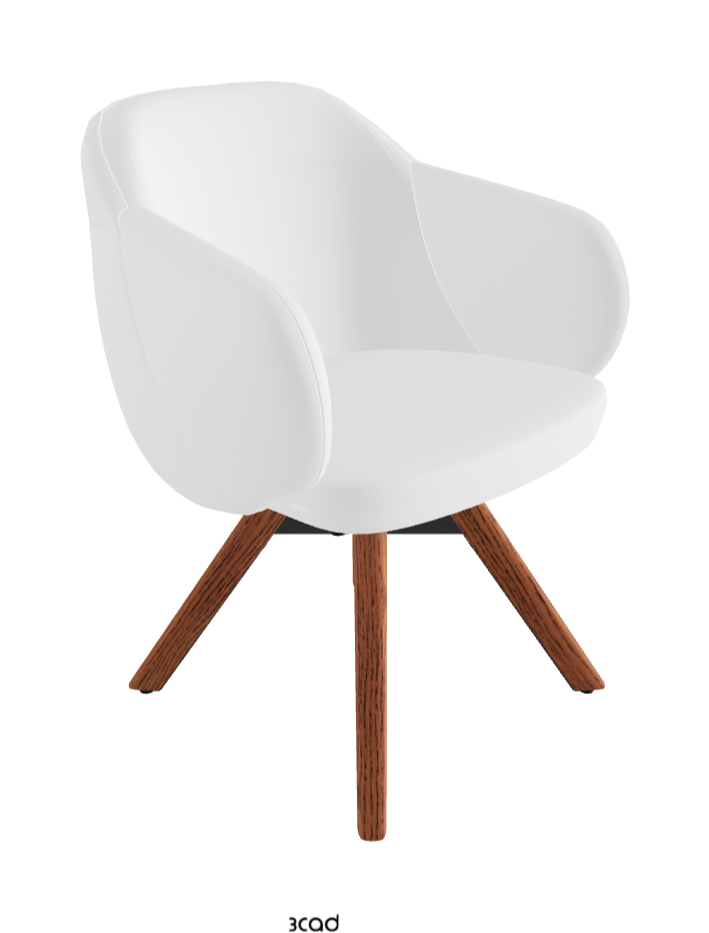 Bombe Swivel Dining Armchair_Black Embossed_Canaletto Walnut Stained Ashwood_Synthetic Leather_Bianco