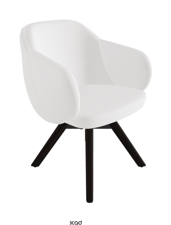 Bombe Swivel Dining Armchair_Black Embossed_Burned Oak Stained Ashwood_Synthetic Leather_Bianco