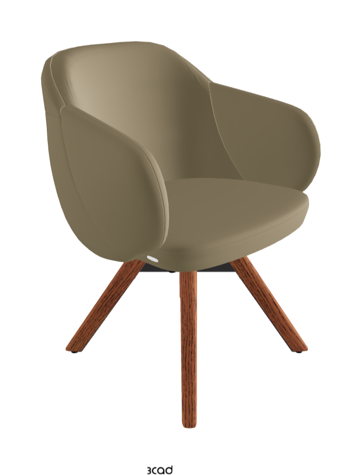 Bombe Swivel Dining Armchair_Black Embossed_Canaletto Walnut Stained Ashwood_Synthetic Leather_Tortora