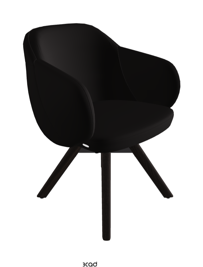 Bombe Swivel Dining Armchair_Black Embossed_Burned Oak Stained Ashwood_Synthetic Leather_Moka