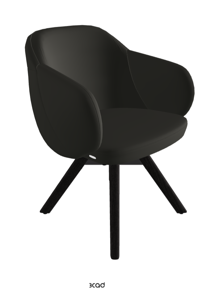 Bombe Swivel Dining Armchair_Black Embossed_Open Pore Matt Black Ashwood_Synthetic Leather_London