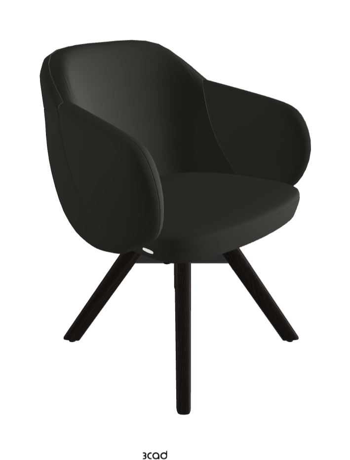 Bombe Swivel Dining Armchair_Black Embossed_Burned Oak Stained Ashwood_Synthetic Leather_London