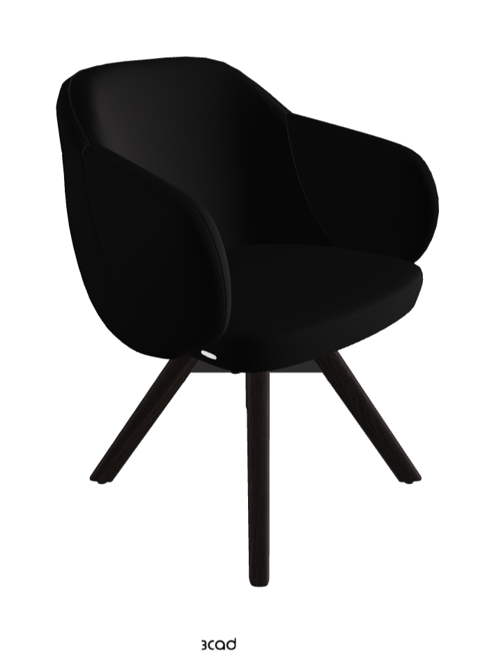 Bombe Swivel Dining Armchair_Black Embossed_Burned Oak Stained Ashwood_Synthetic Leather_Nero