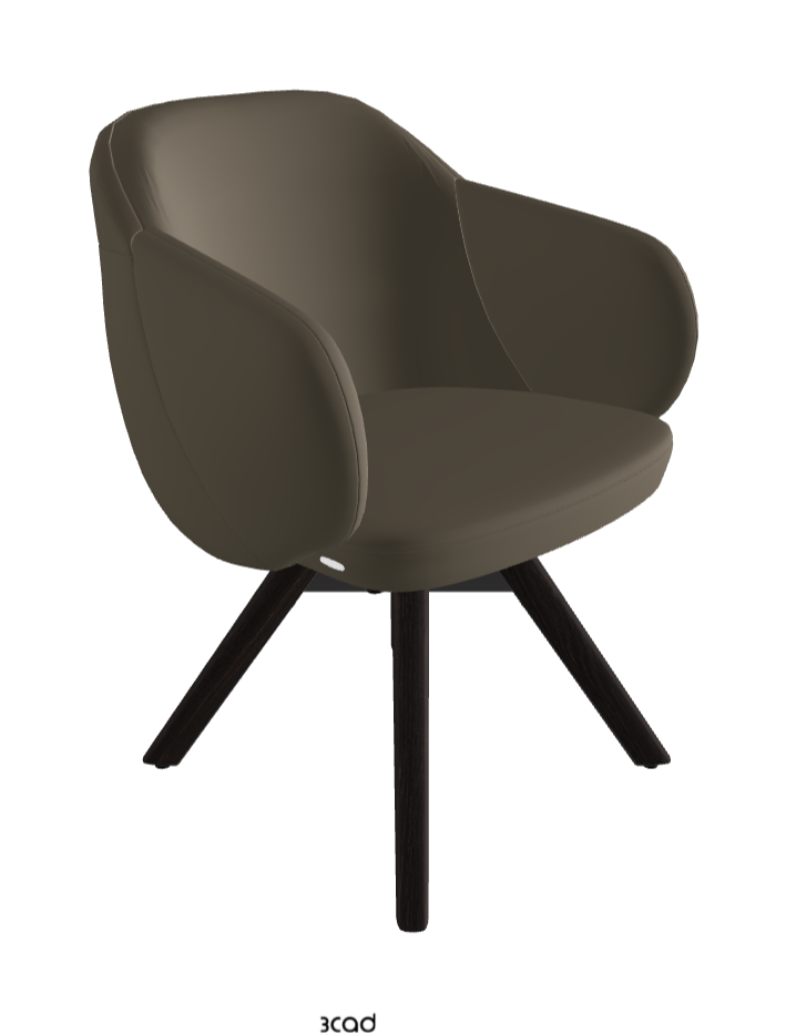 Bombe Swivel Dining Armchair_Black Embossed_Burned Oak Stained Ashwood_Synthetic Leather_Fango